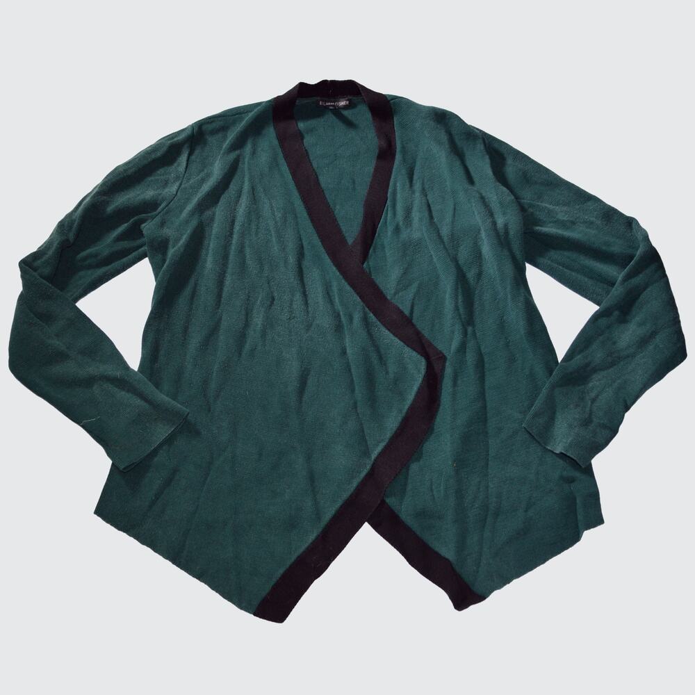 Eileen Fisher Systems open asymmetrical cardigan Women's Size XS in Green